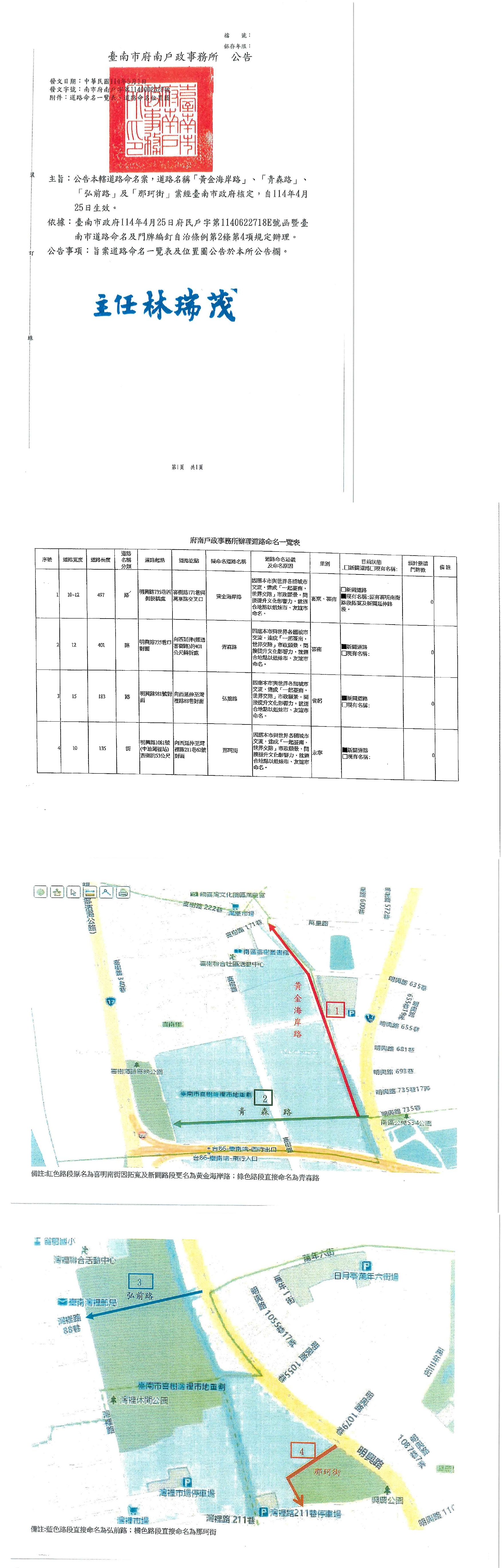 黃金海岸路」、「青森路」、「弘前路」及「那珂街」
